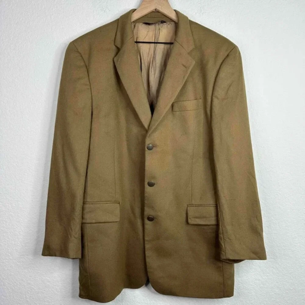 Jos A Bank Blazer Men's 41L Brown Green‎ Wool Cashmere Blend 3 Button Jacket